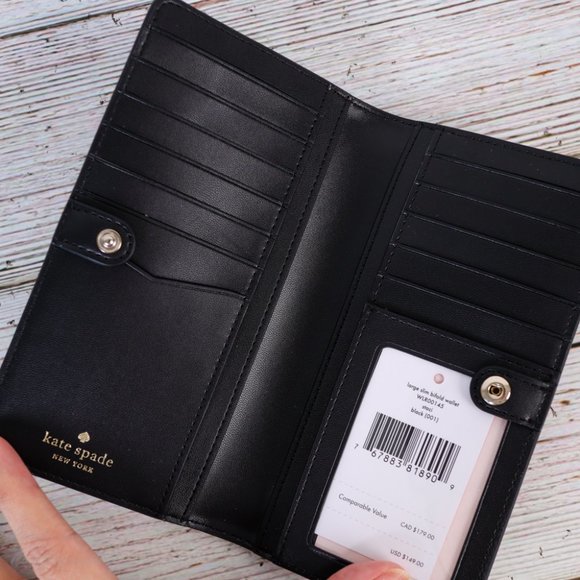 NWT Kate Spade Staci Slim Bifold Wallet in Black - Picture 6 of 7